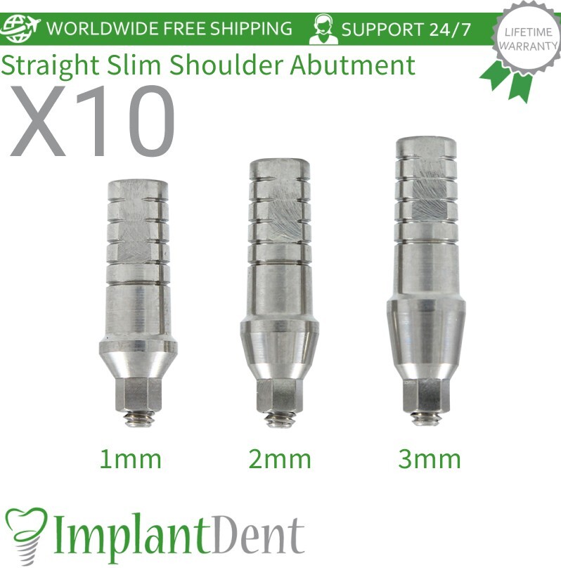 10x Straight Shoulder Dental Prosthetic Slim Platform Int Hex System 2.0mm Lab