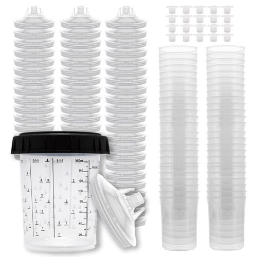 LAUCO Disposable Spray Gun Paint Cups Kit 50 Pack 200ml