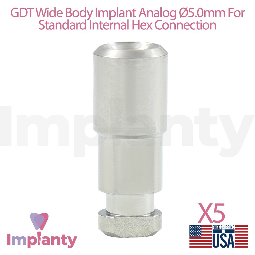 5x GDT Dental Analog 5.0mm Wide Platform For Standard Int Hex 2.42mm Dentistry