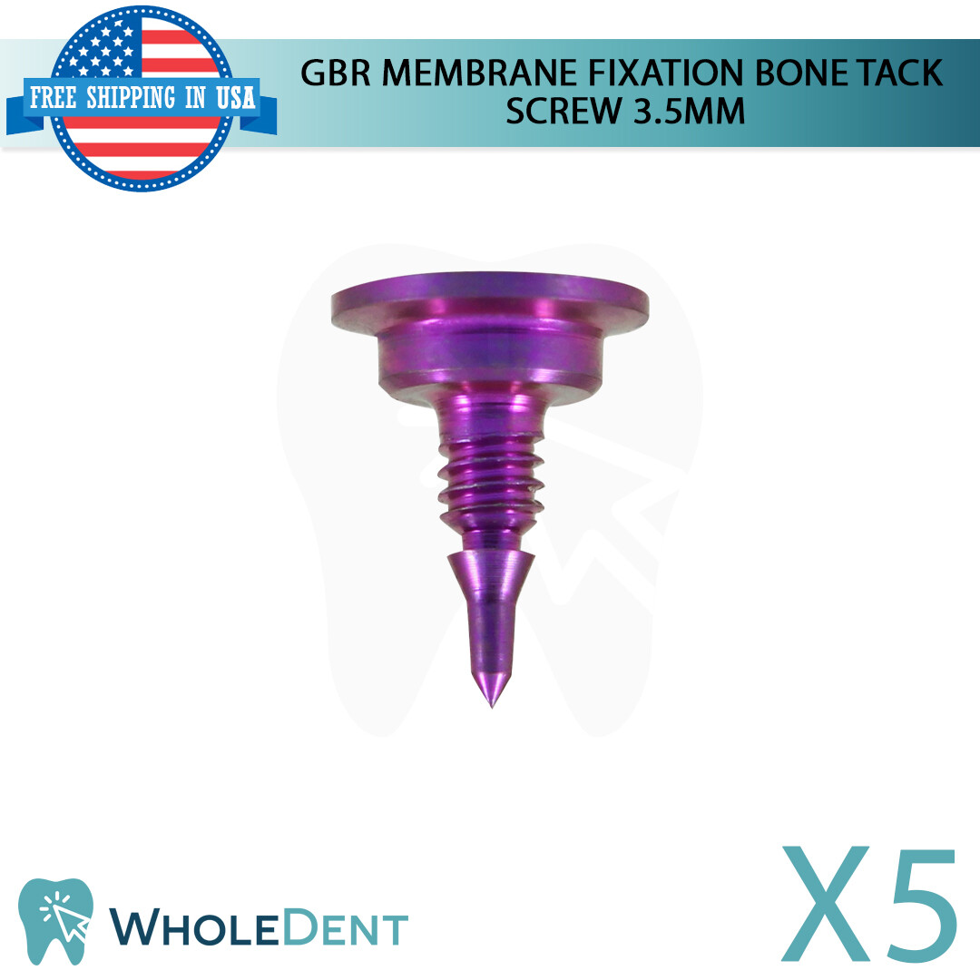 5x GBR Bo ne Tack Screw 3.5mm Pin Titanium Membrane Fixation, Dental Tac
