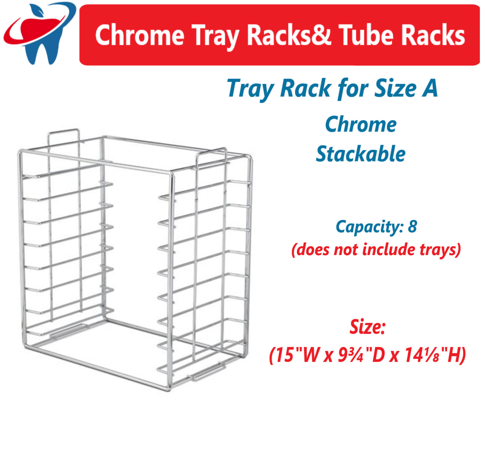 Dental Instrument Tray Rack for Size B Trays, F Trays, D Trays, E Trays, A Tray