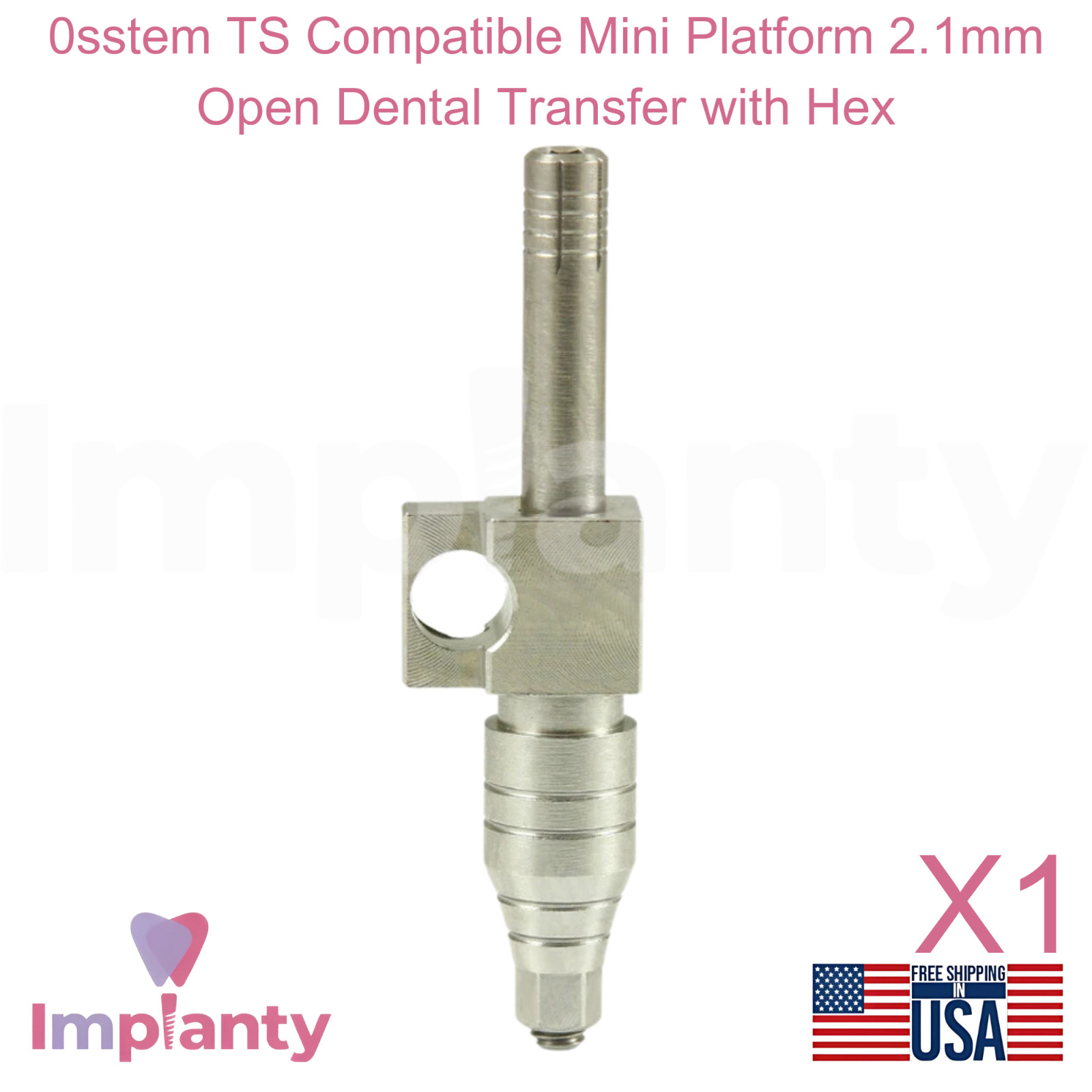 0sstem TS Compatible Mini Platform 2.1mm Open Dental Transfer with Hex