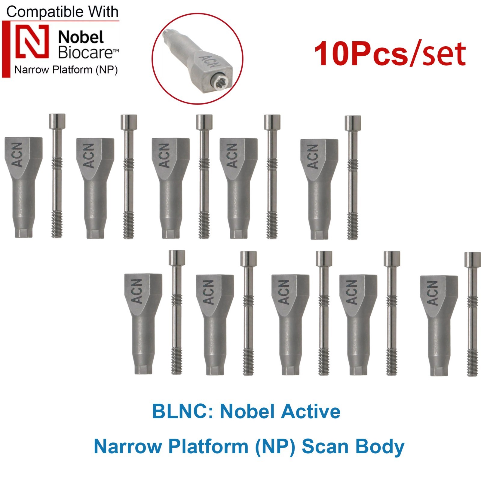US 10Pcs Impression Transfer Coping Open Closed Tray fits Nobel Active NP RP Hex