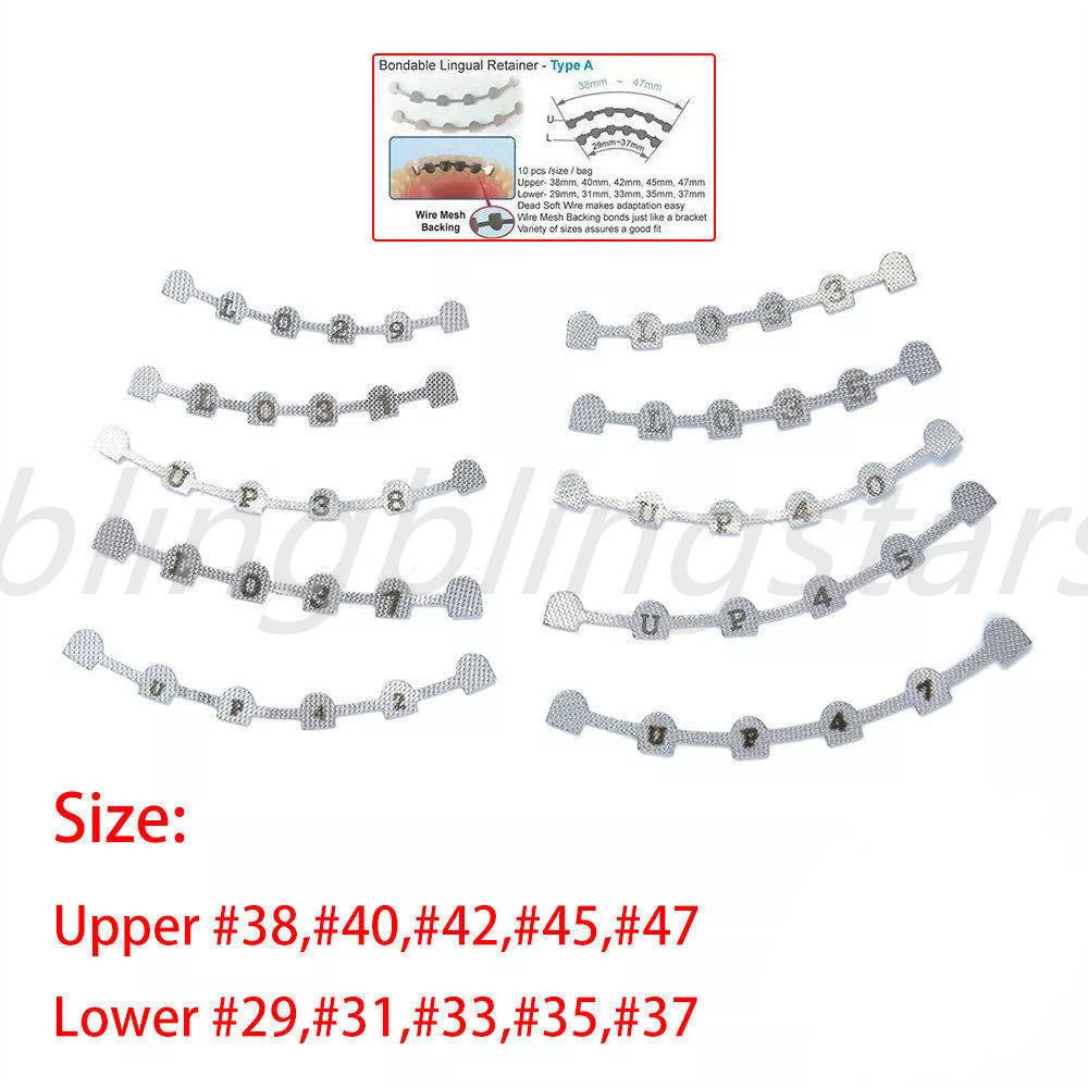 10Pcs/Pack Dental Bonding Splints Lingual Retainer upper:38#-47#,lower:29#-37#