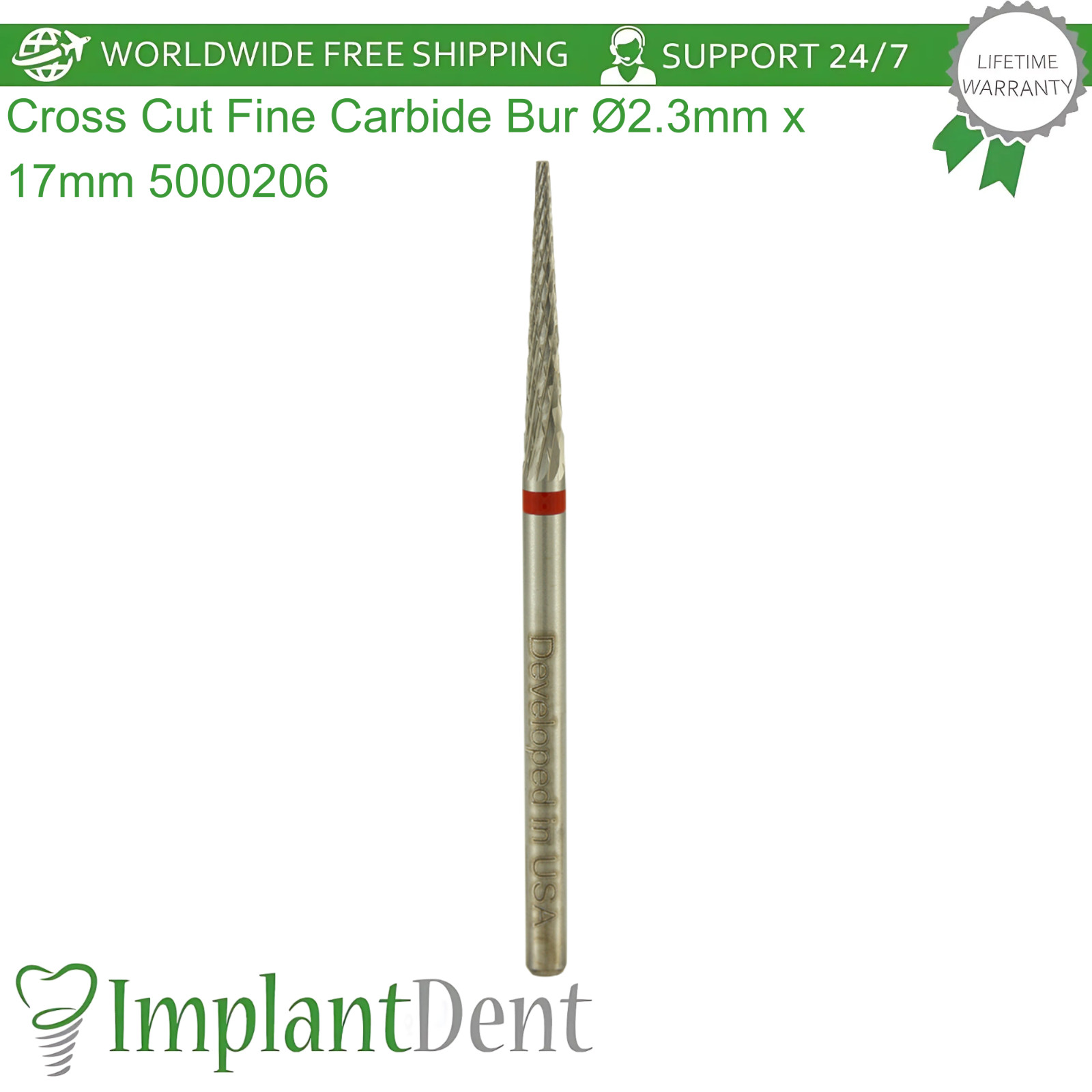 Dental Cross Cut Fine Grit Carbide Ø2.3mm x 17mm Bur 5000206 Dentistry Tool