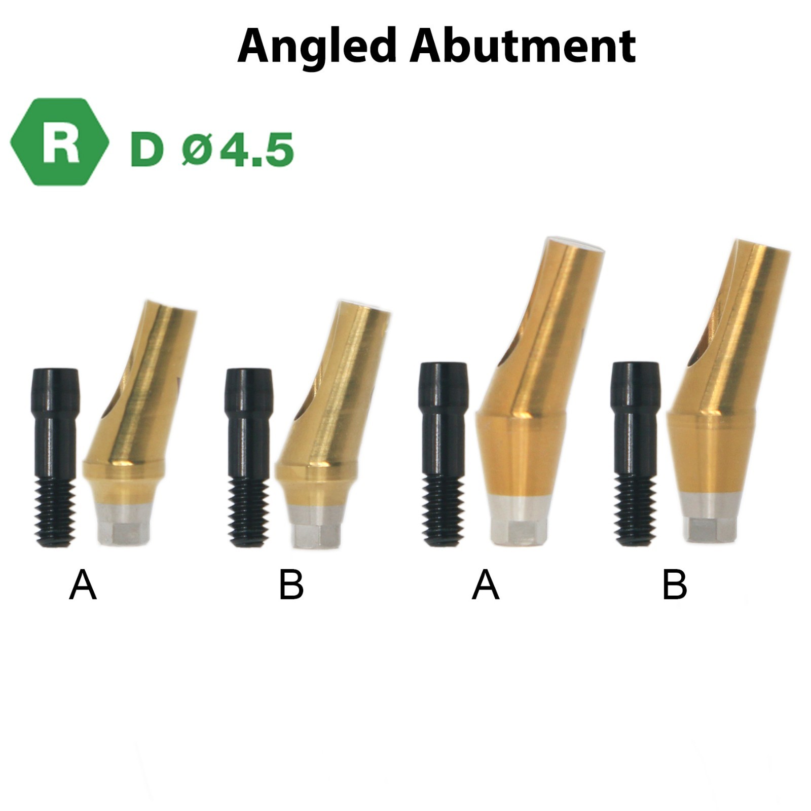 Dental Angled Abutments Compatible with Osstem Hiossen Regular Platform Ø4.5mm