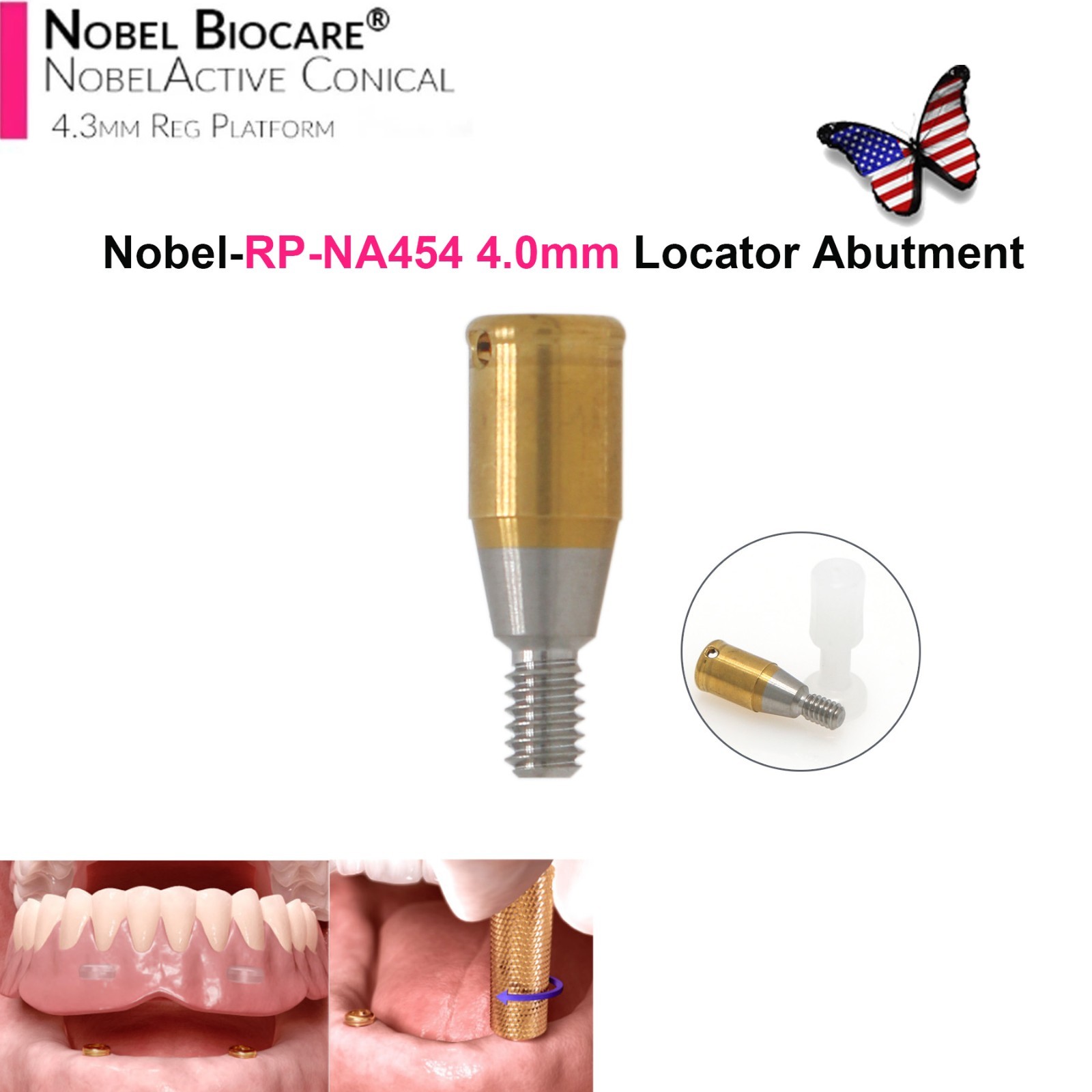 US Nobel Biocare Locator Abutment Replace Conical Connection Compatible NP/RP