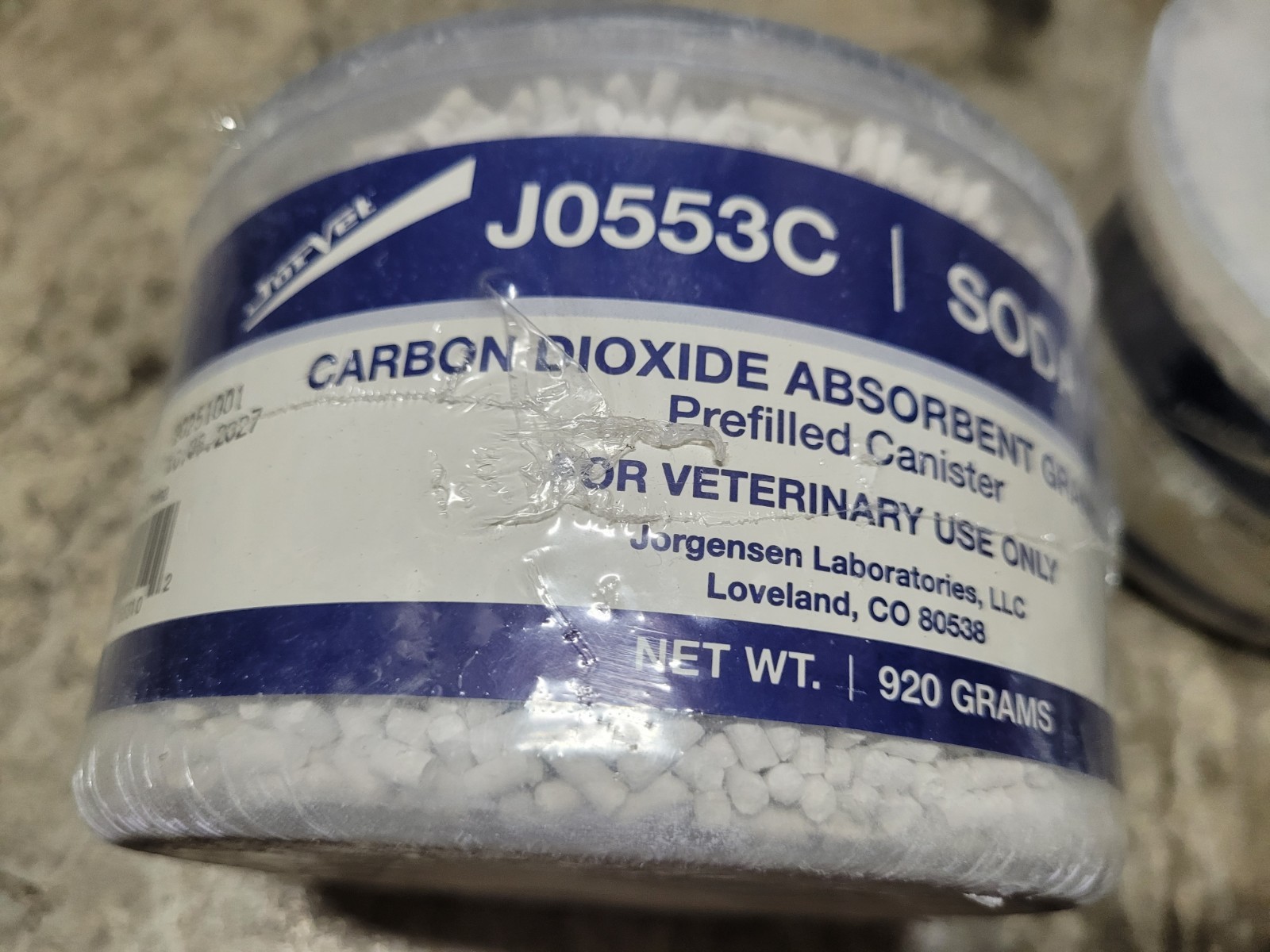 Jorvet Soda Lime 2 Lb. Tub CARBON DIOXIDE ABSORBENT GRANULES J0553C 10/6/2027