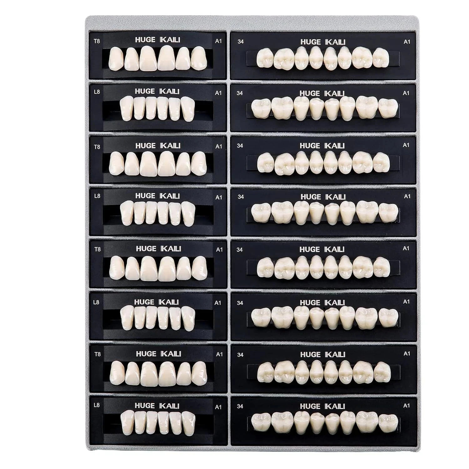 8 Type Dental Acrylic Resin Denture False Teeth Upper Lower Full Set A1/A2/A3