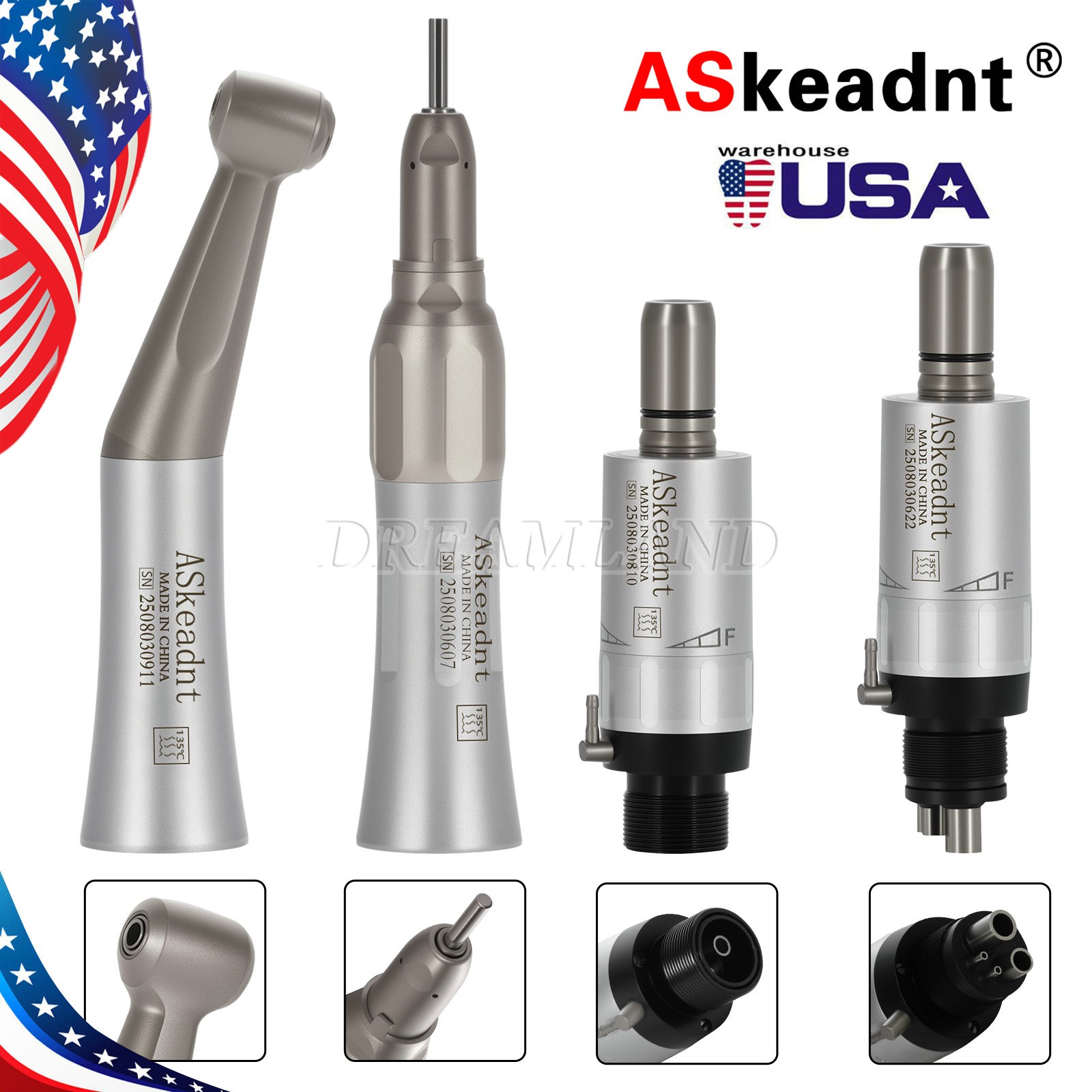 DentalLow Speed Handpiece Straight Contra Angle Motor 4/2Holes/Hygiene Handpiece
