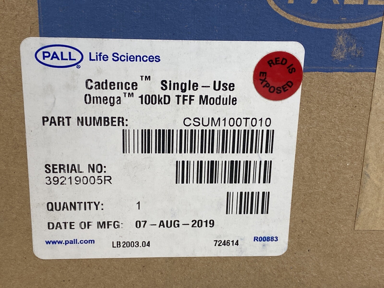 PALL CYTIVA Cadence Single-Use Omega PES 100kD TFF Module CSUM100T010