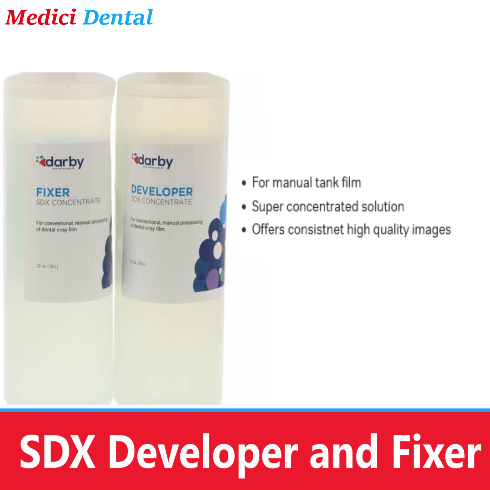 Dental X-Ray SDX Developer and Fixer For Manual Tank film Concentrated Solution