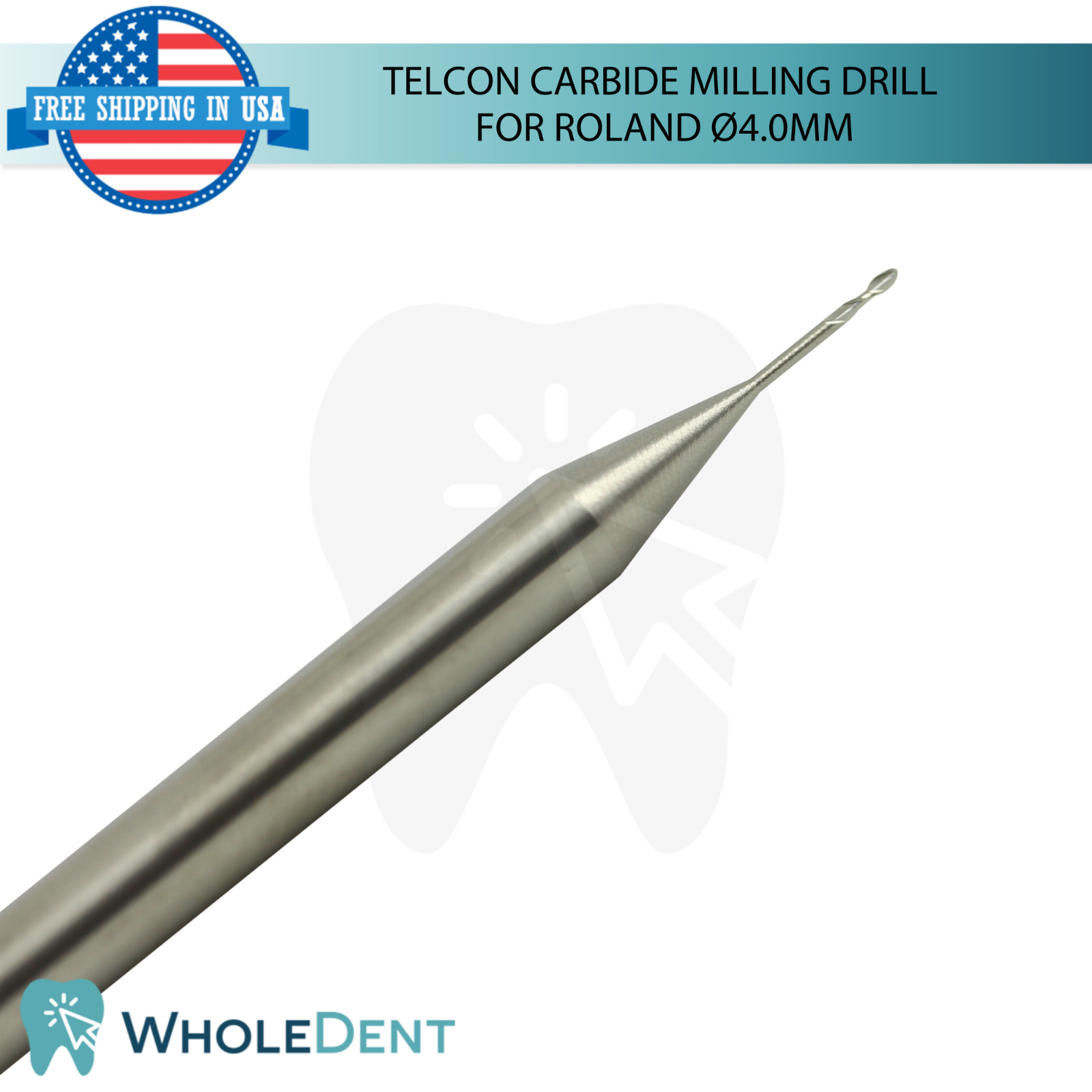 Dental Telcon Carbide Milling Drill Compatible with Roland L50mm Ø4.0mm Tool