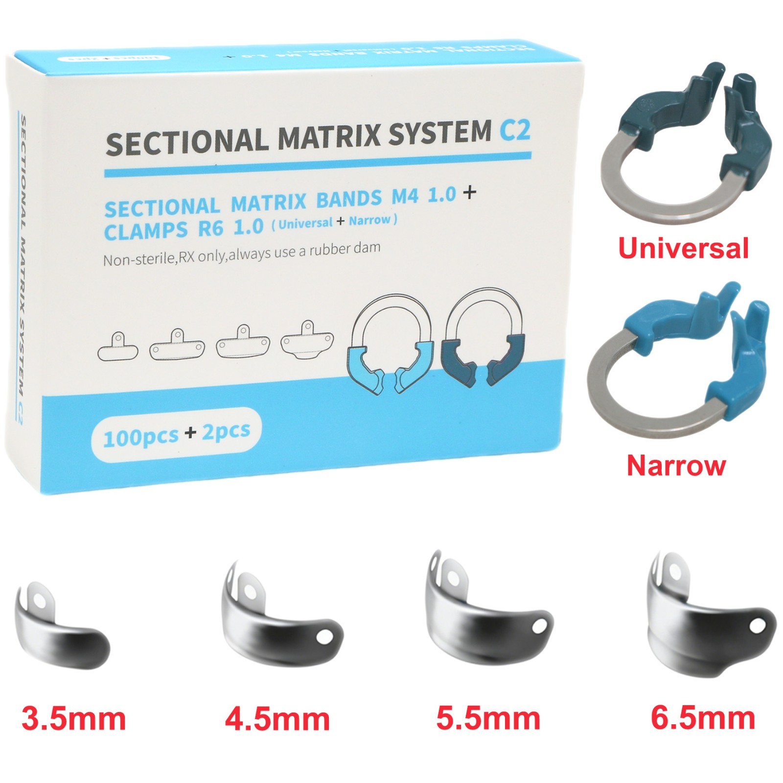 Dental Matrix Bands Ring Sectional Matrice Clamp Fit Garrison Palodent V3 System