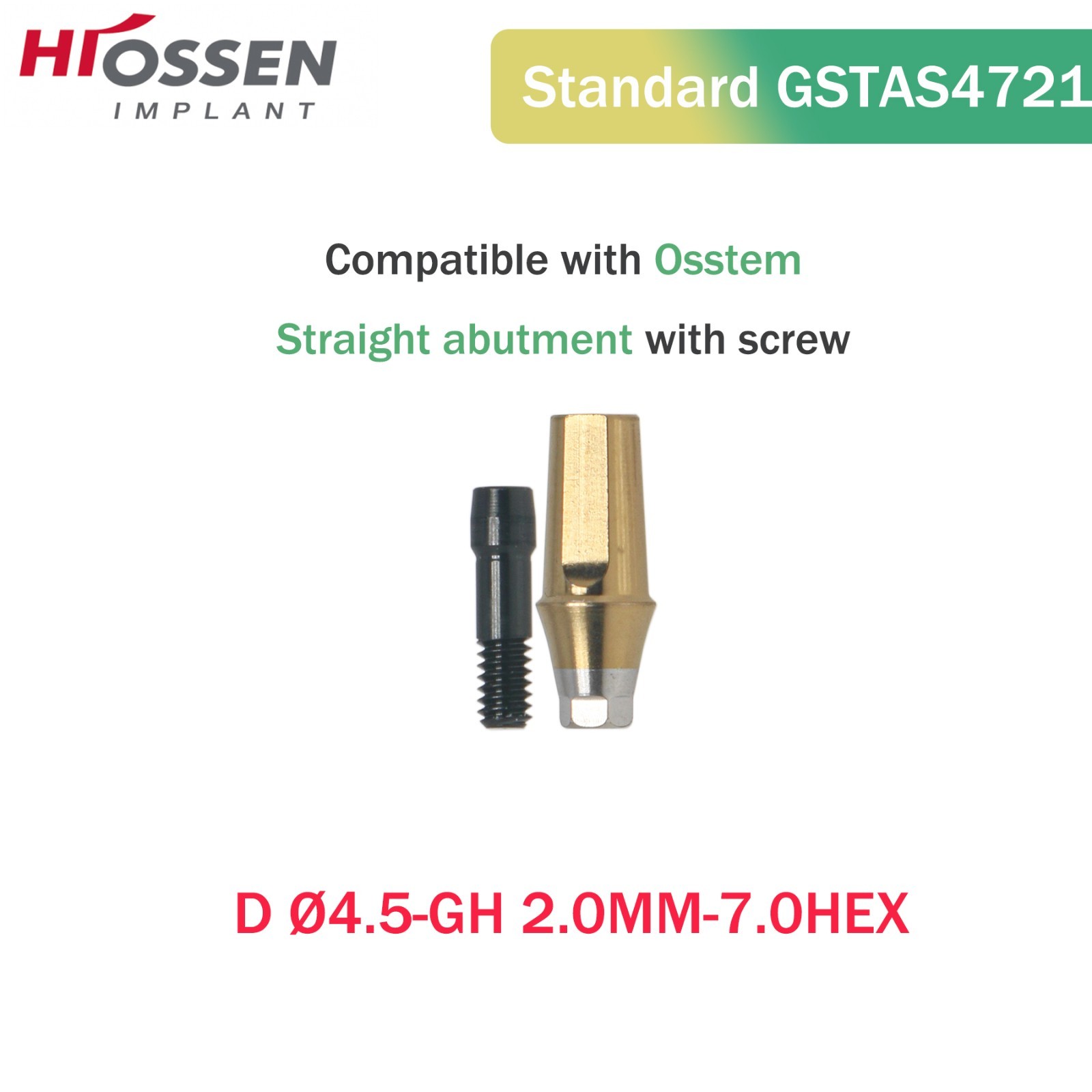 Hiossen Straight Transfer Abutment Components ET III SA Implant MINI/Regular Hex