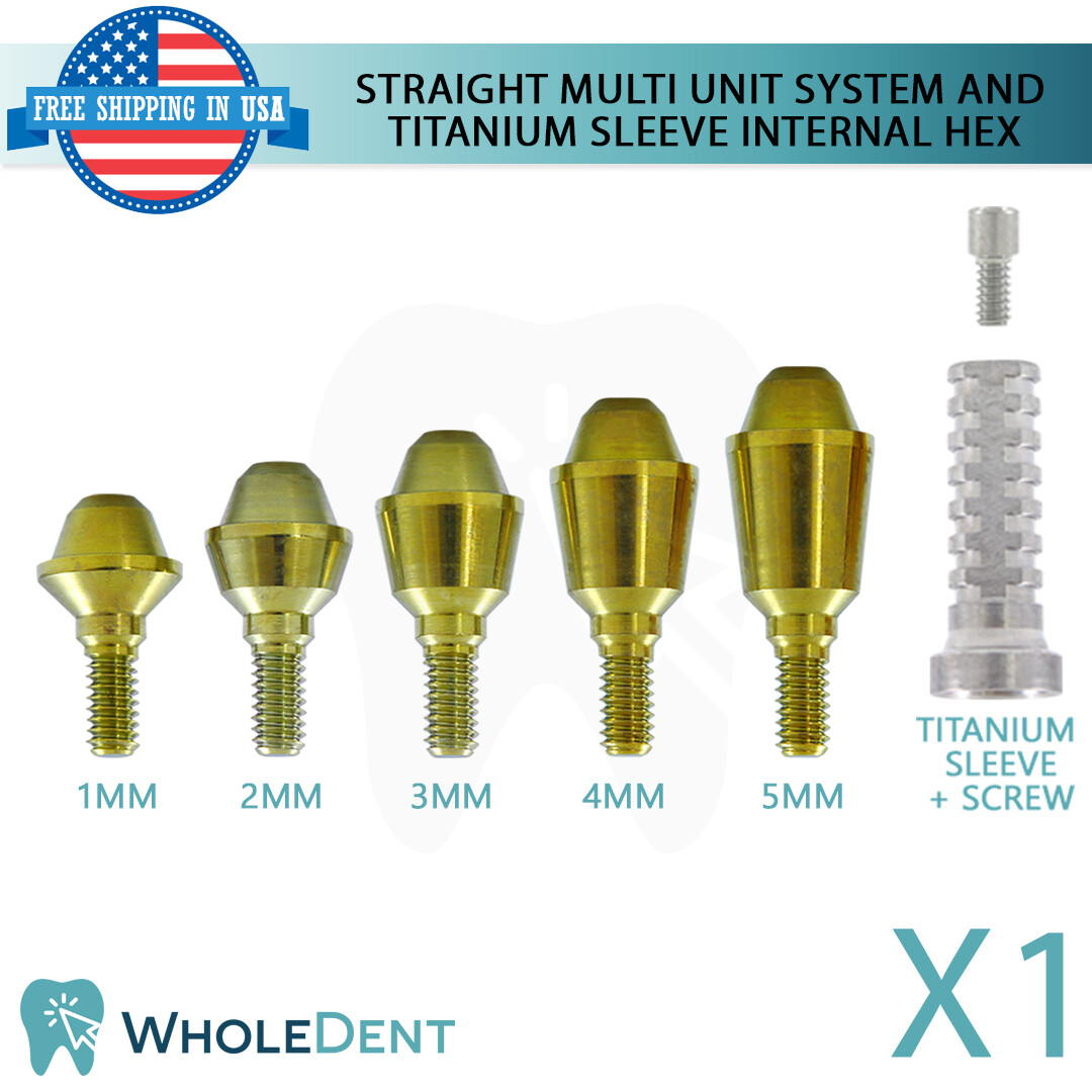 1X Straight Abutment Multi Unit 1.6mm System Titanium Sleeve Set Dental Int Hex