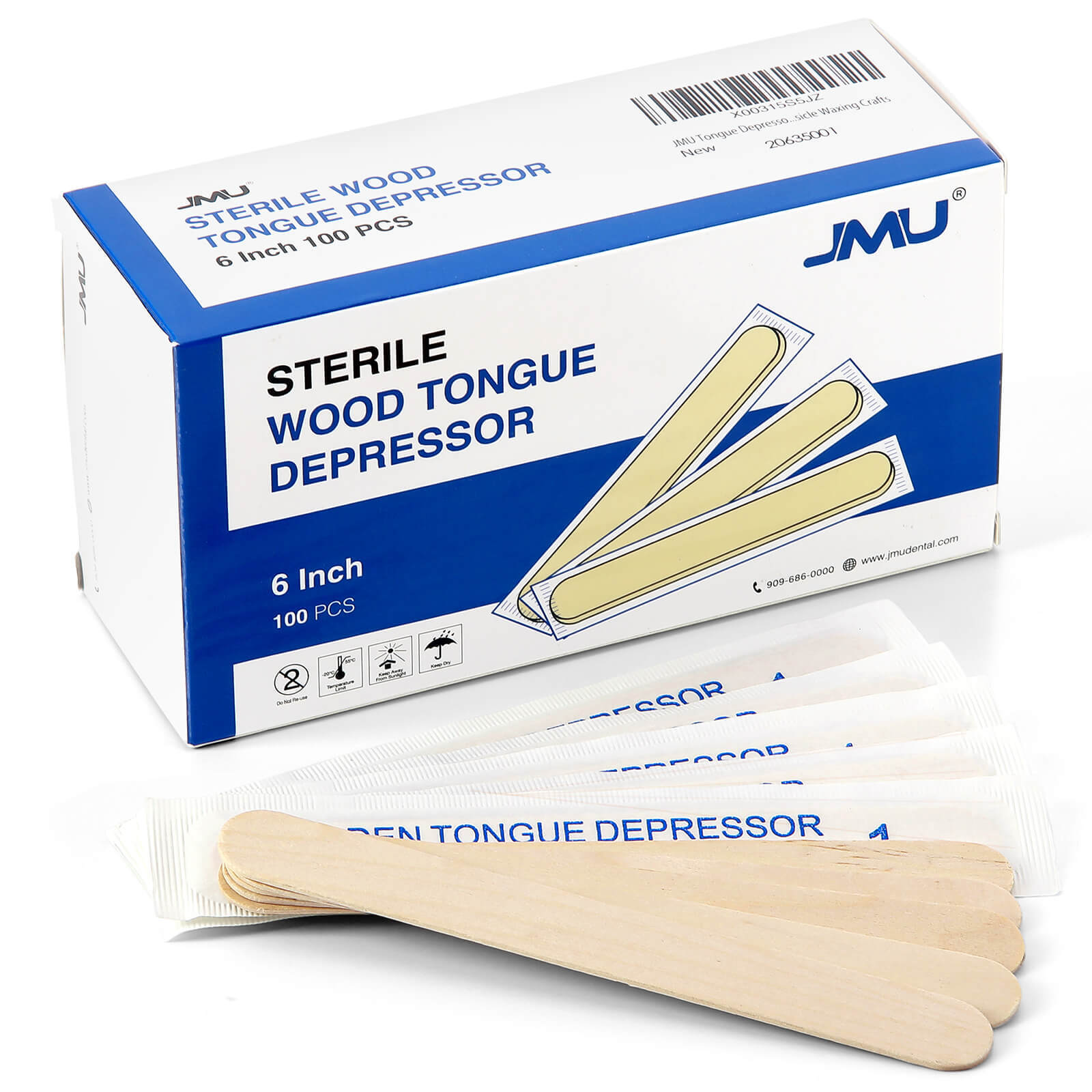 JMU Sterile Wooden Tongue Depressors 6” Senior Craft Tattoo Sticks 100-5000pcs