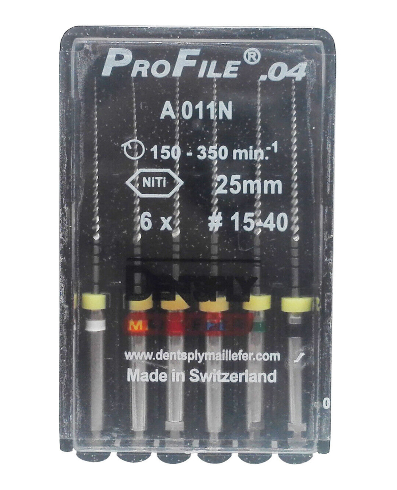 Dentsply Maillefer Dental Profile ISO 25mm .04 Taper rotary files 6/pk all sizes