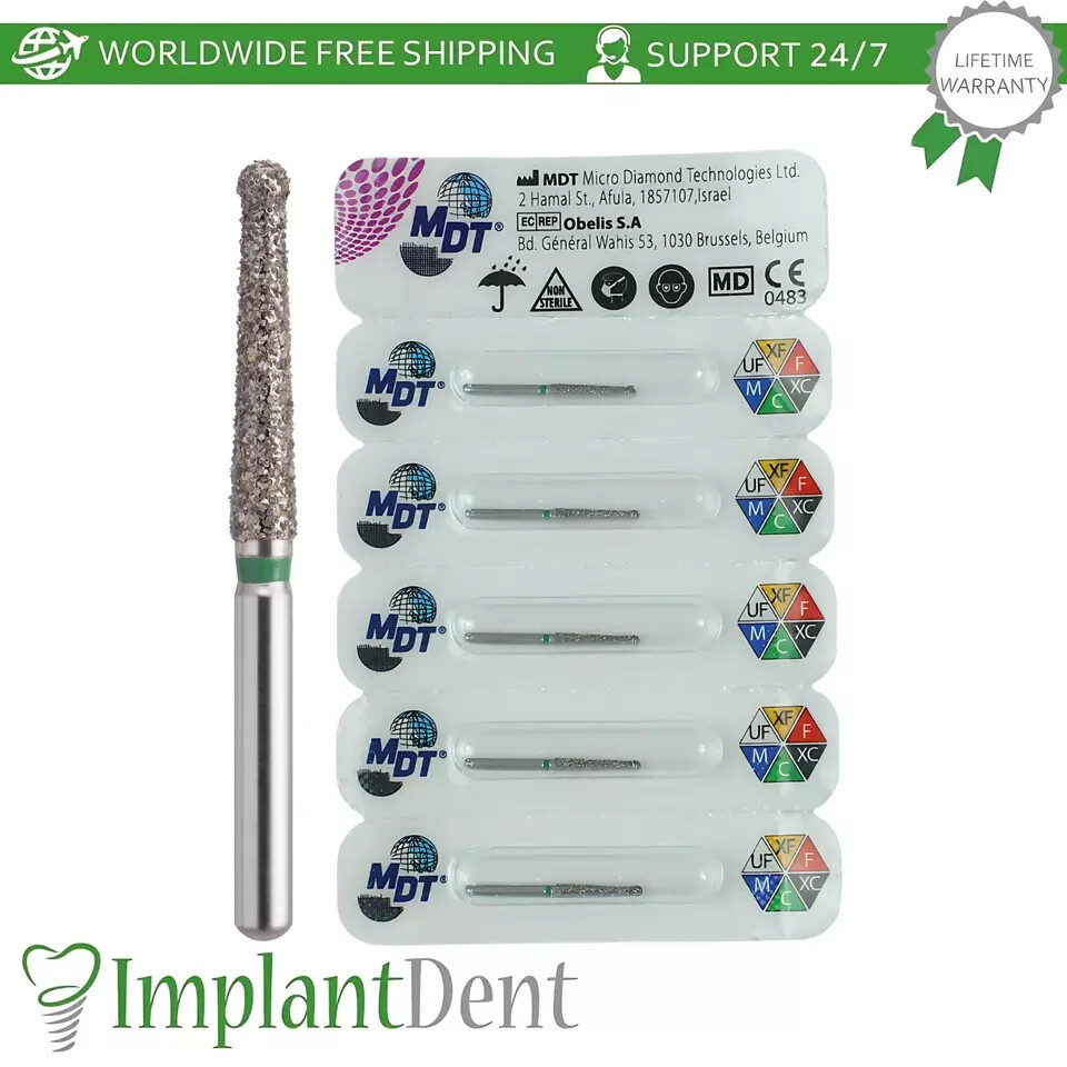 Dental MDT Pointed Cone Rounded Diamond Tip E164 FG Burs Widening Canal Walls