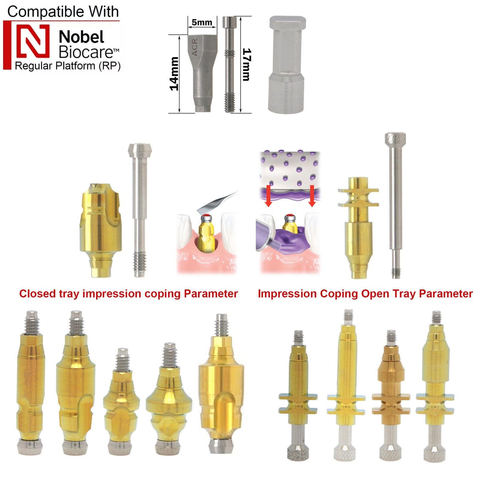 US Nobel Biocare Active NP/RP Hex Locator/Healing Abutment/ Impression Transfer