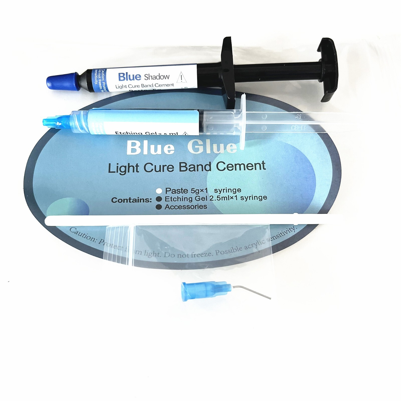Dental Blue Glue Orthodontic Adhesive Light Cure Band Cement Shade Blue Glue Kit