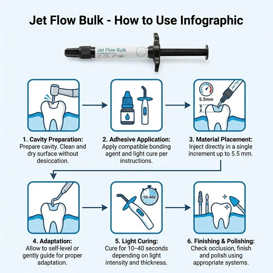 2 x META Dental JET FLOW BULK Superior Bulk fill Flowable Restorative Composite
