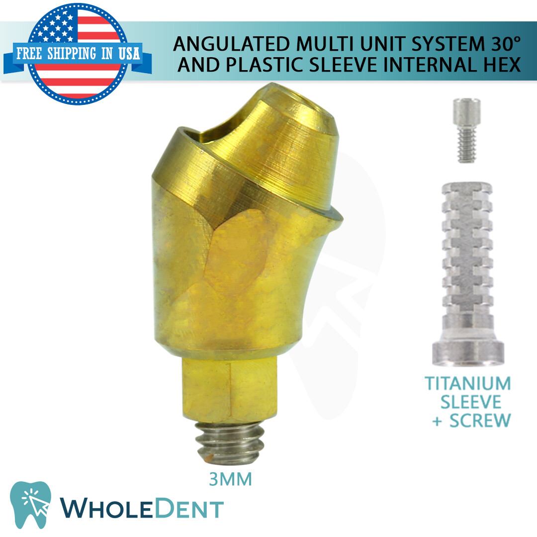 Angulated Multi Unit 30° Titanium Sleeve Set 3mm Dental Im plant Internal Hex