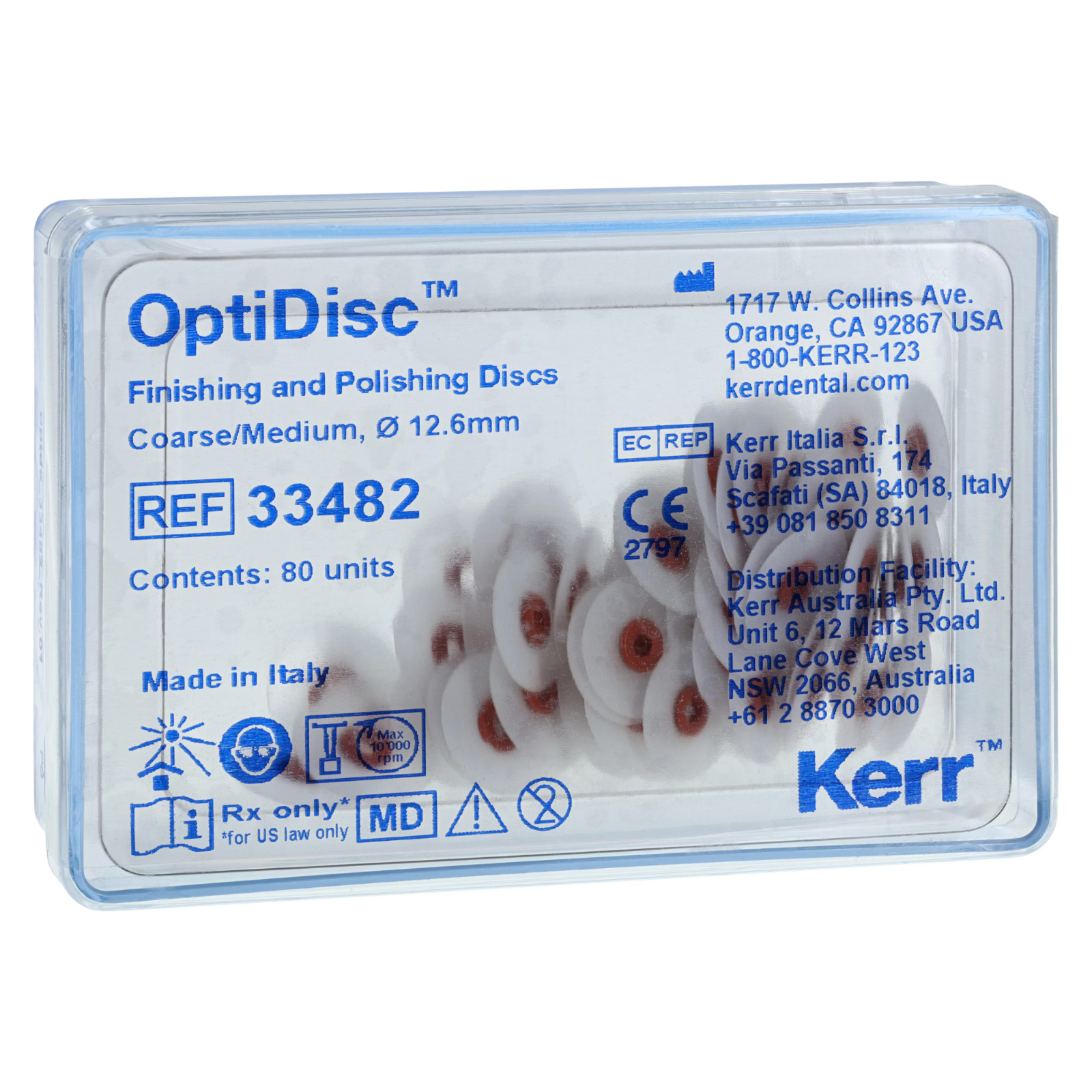 Kerr OptiDisc Finishing and Polshing Discs – Medium-Coarse 12.6mm (80/box)