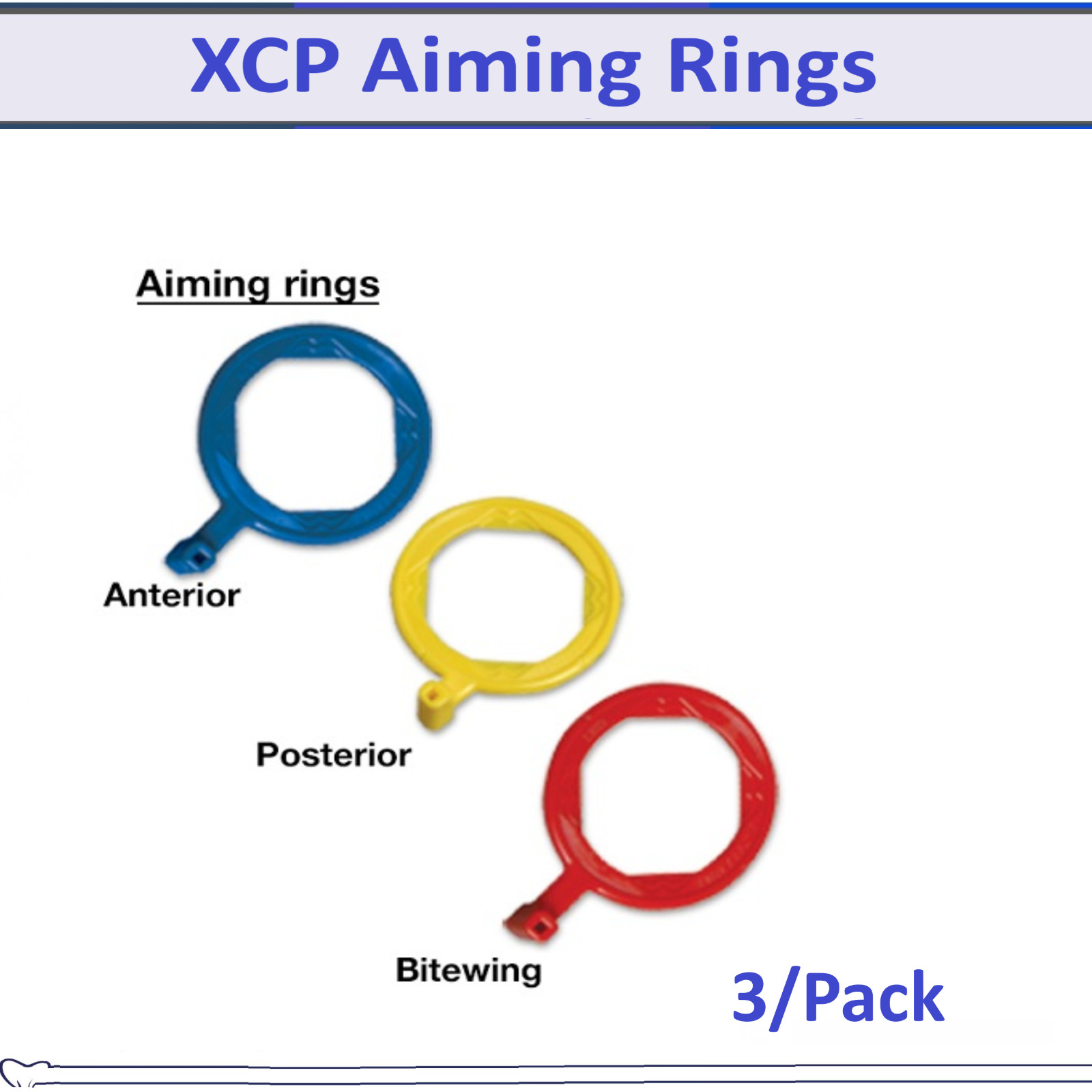 3 Bitewing X-ray Aiming Ring Rinn XCP- DS XSP Style Red Yellow Or Blue 3 Rings