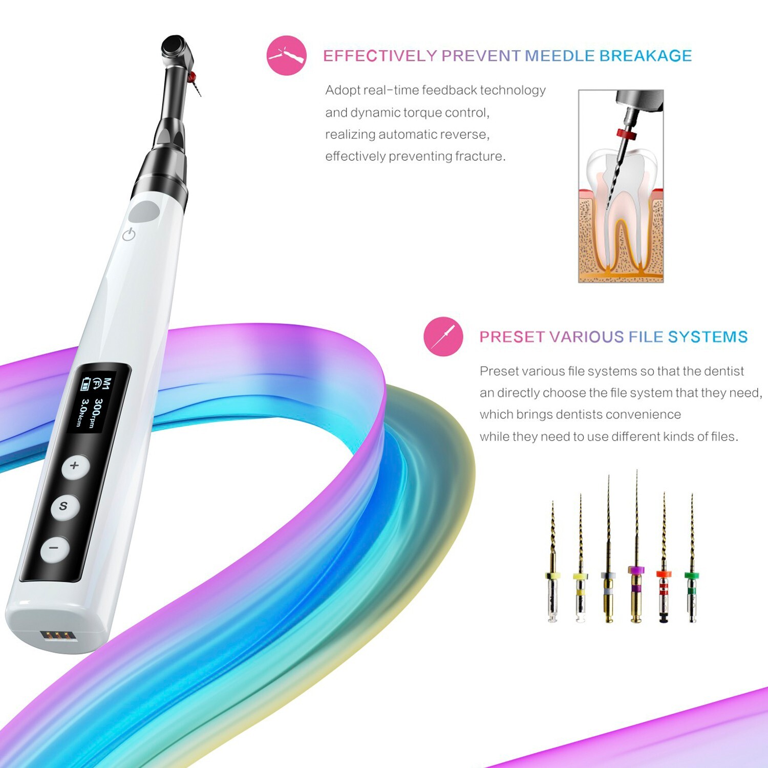 Woodpecker Dental E-COM+ Endo Motor Cordless Contra Angle Handpiece Reciprocatin
