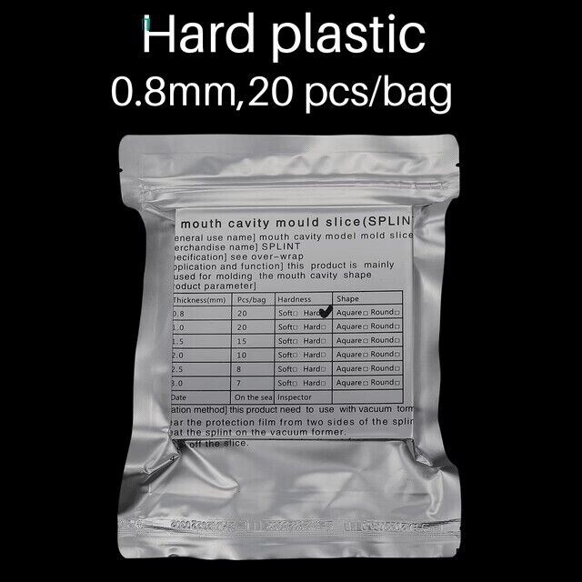 20 Silce 0.8mm Dental Hard Splint Thermoforming Material For Vacuum Machine US