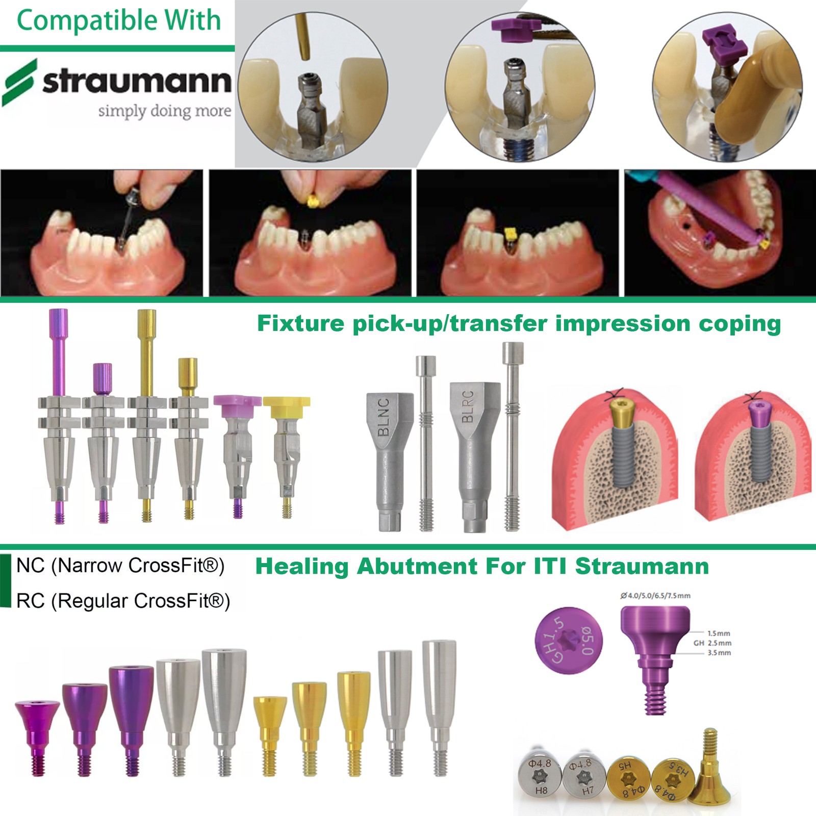Straumann Implant Healing Abutment Scan Body Lab Analog Impression Coping BL BLT