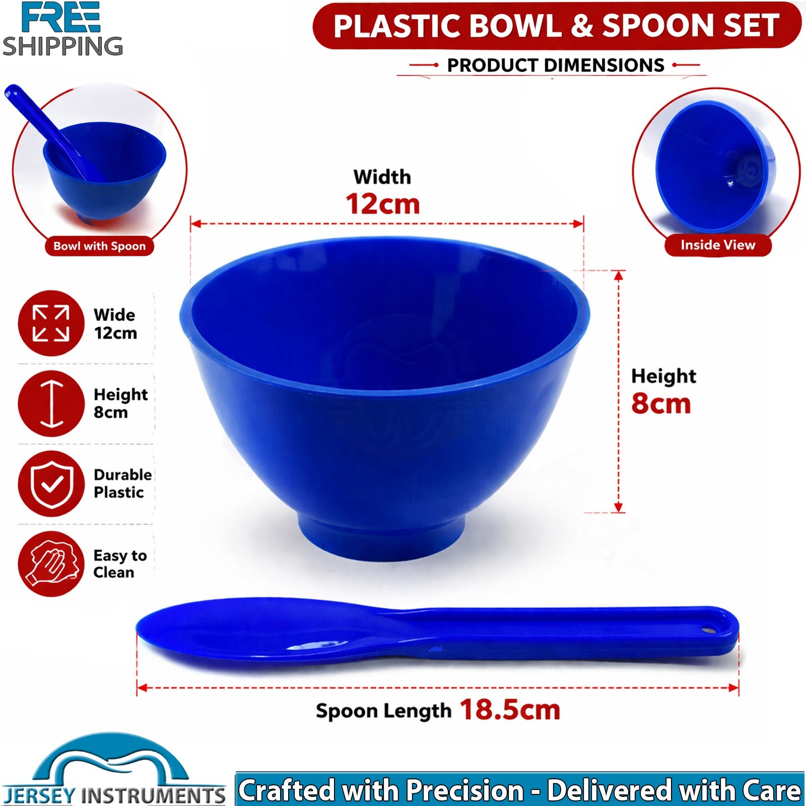 Dental Lab Silicon Mixing Bowl Flexible W Plastic Spoon Alginate Mixing Spatulas