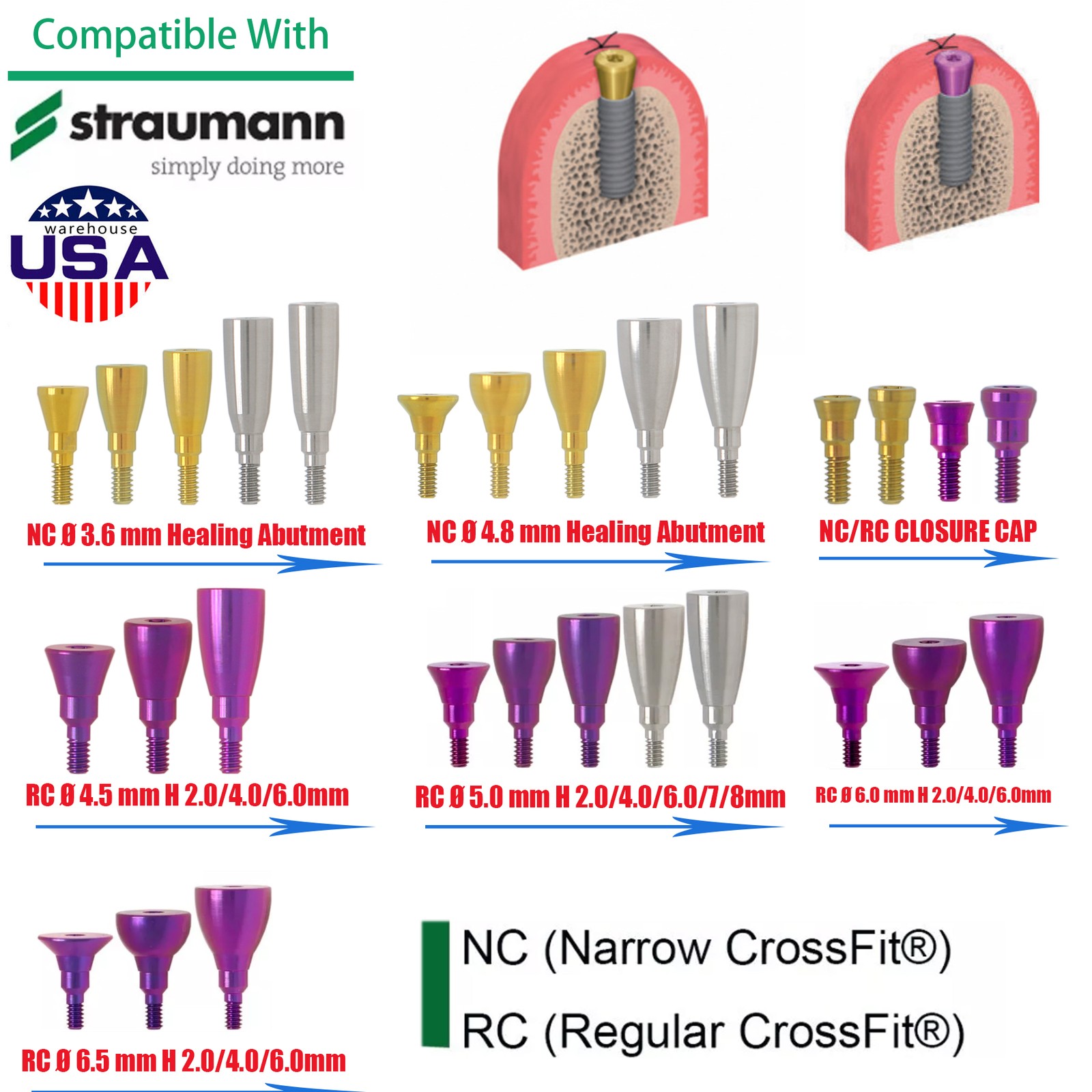 Straumann Implant Healing Abutment Scan Body Lab Analog Impression Coping BL BLT