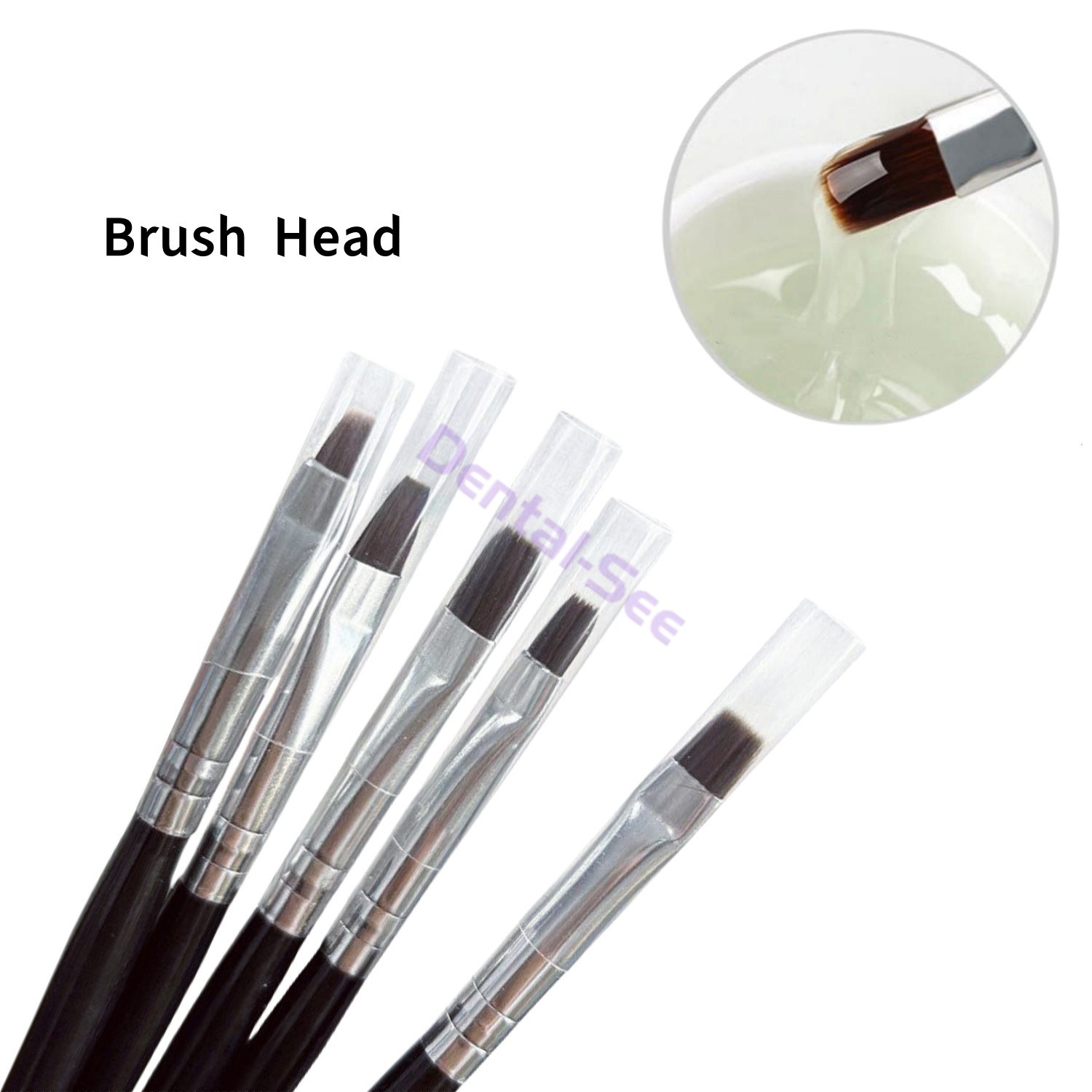 5Pcs/Kit Dental Composite Silicone Brush Pen Resin Veneer Cement Porcelain Pen