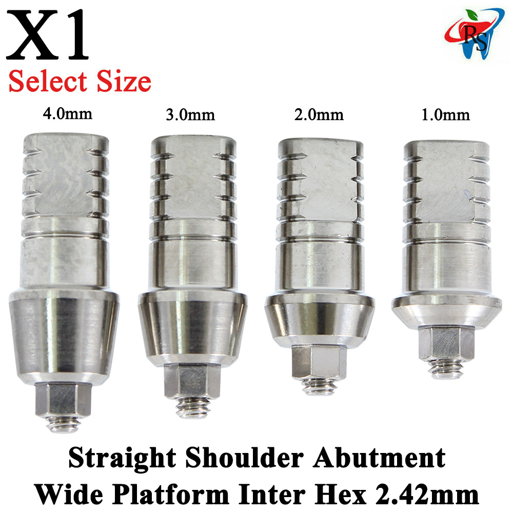 1x Dental Imp lant Straight Shoulder Abutment Wide Platform Internal Hex 2.42mm