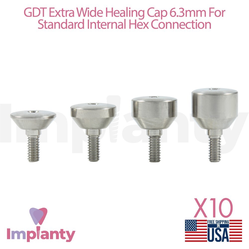 10 Wide Healing Cap 6.3mm Dental Standard Int Hex 2.42 Prosthetics Titanium