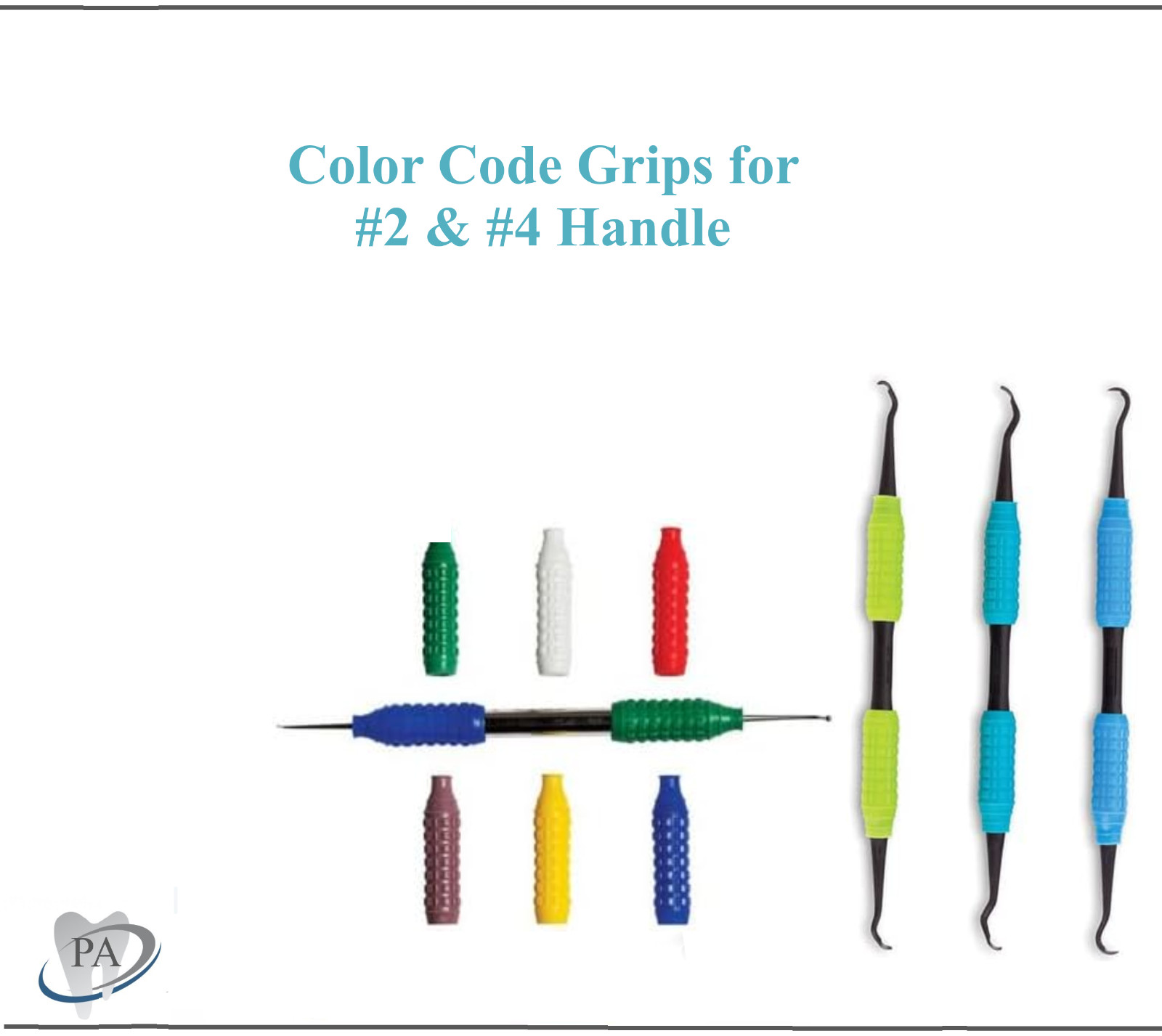 Dental COLOR CODE Instruments Grips #6, #4, #2, Instrument Handle Silicone Grips