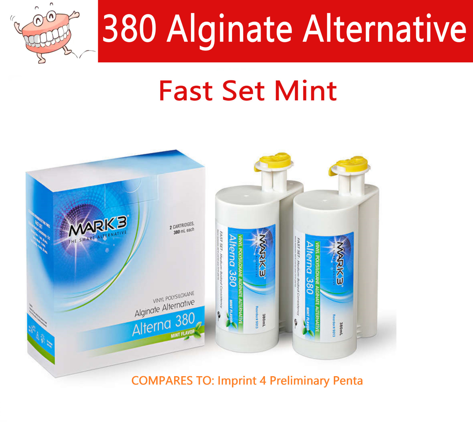 Dental VPS Alginate 380 Alginate Substittute Fast Set Mint (380 mL or 50 ml)