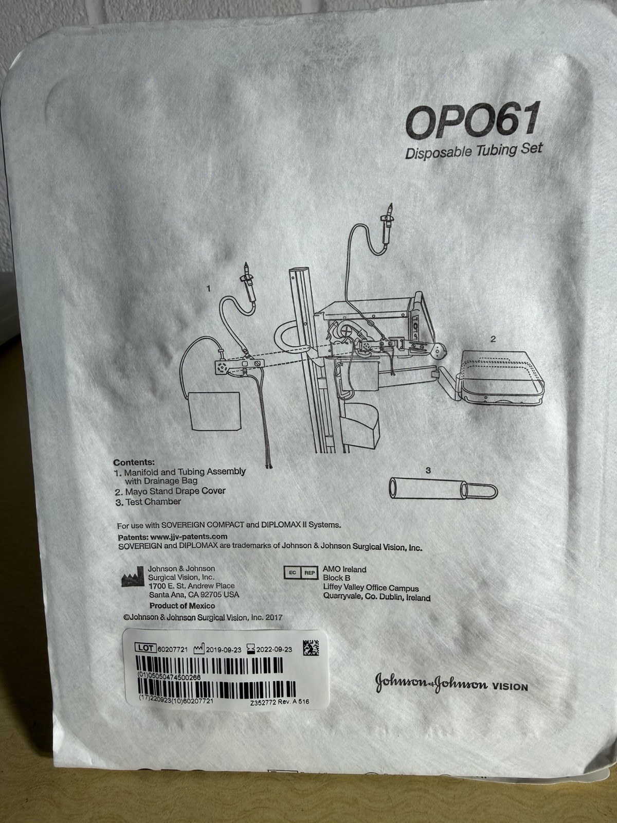 OPO61 Disposable Tubing Set Johnson & Johnson Sovereign Compact Diplomax II
