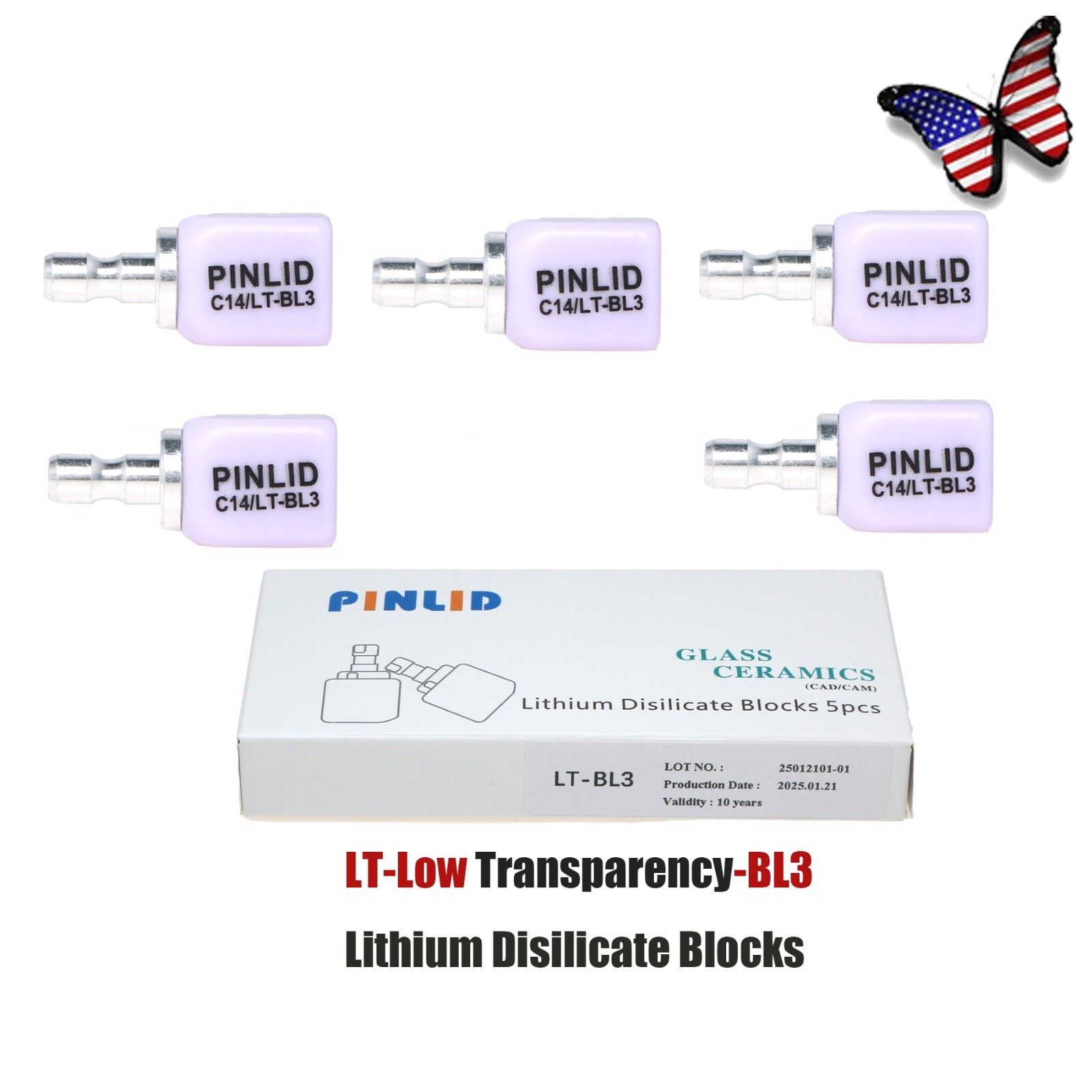 US C14 Dental Glass Ceramic Blocks LT Lithium Disilicate CAD/CAM Cerec Block
