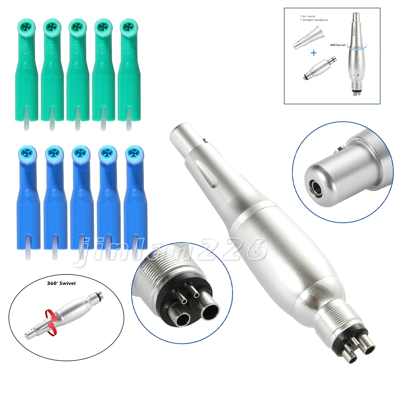 Dental 360°Swivel Hygiene Prophy Handpiece Air Motor 4:1 Nose Cone / Angles YB