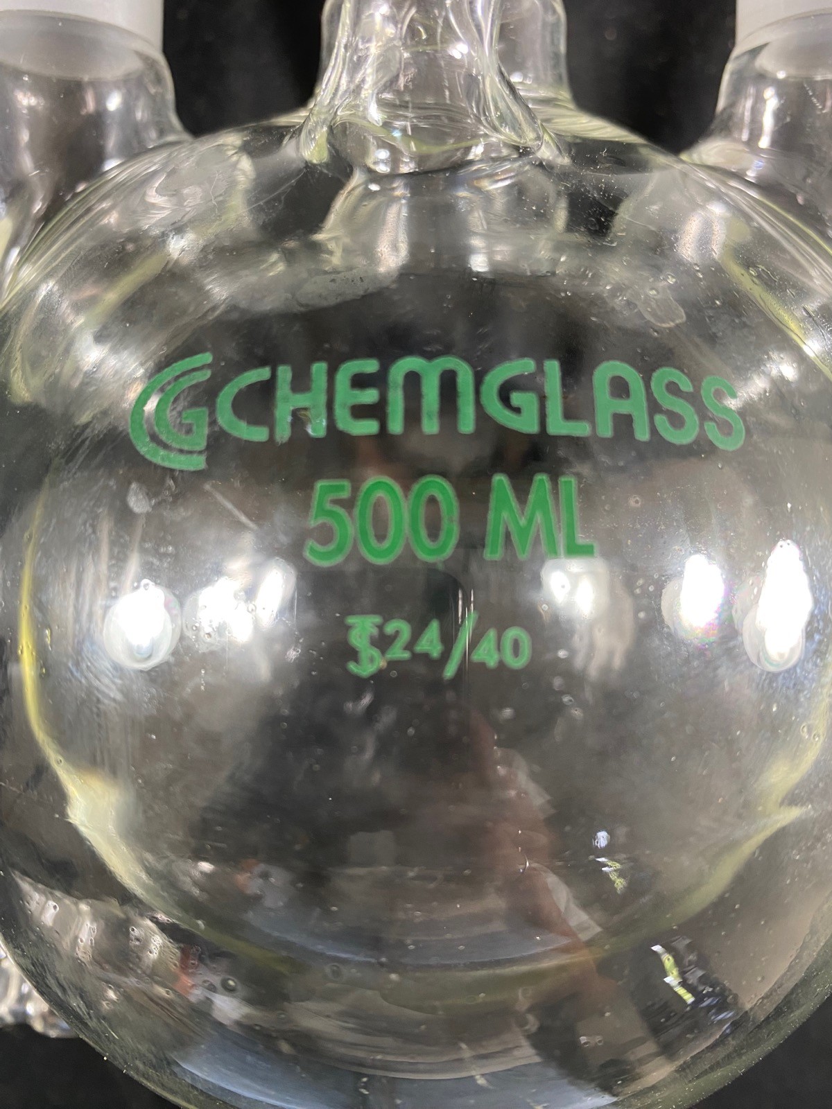 CHEMGLASS 500mL 24/40 Heavy Wall Round Bottom 3-Neck Jacketed Flask CG-1538-01