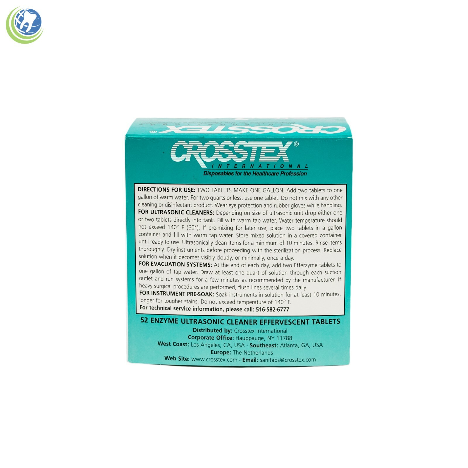 Dental Crosstex Efferzyme Ultrasonic Evacuation Bio Enzymatic Cleaner 52ct/Box