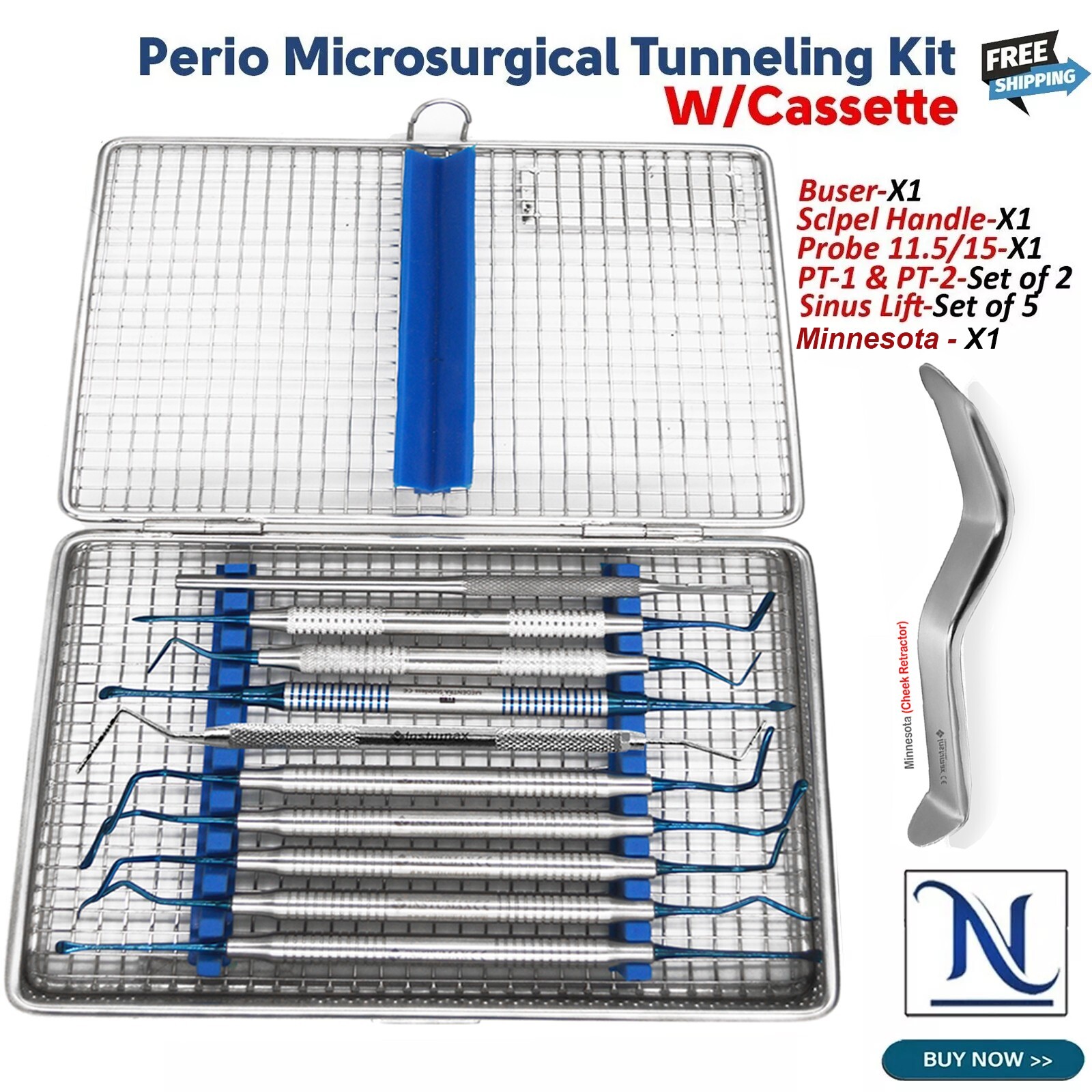 Dental Periodontal Mauri Tunneling Procedure Kit Implant Surgical Instruments