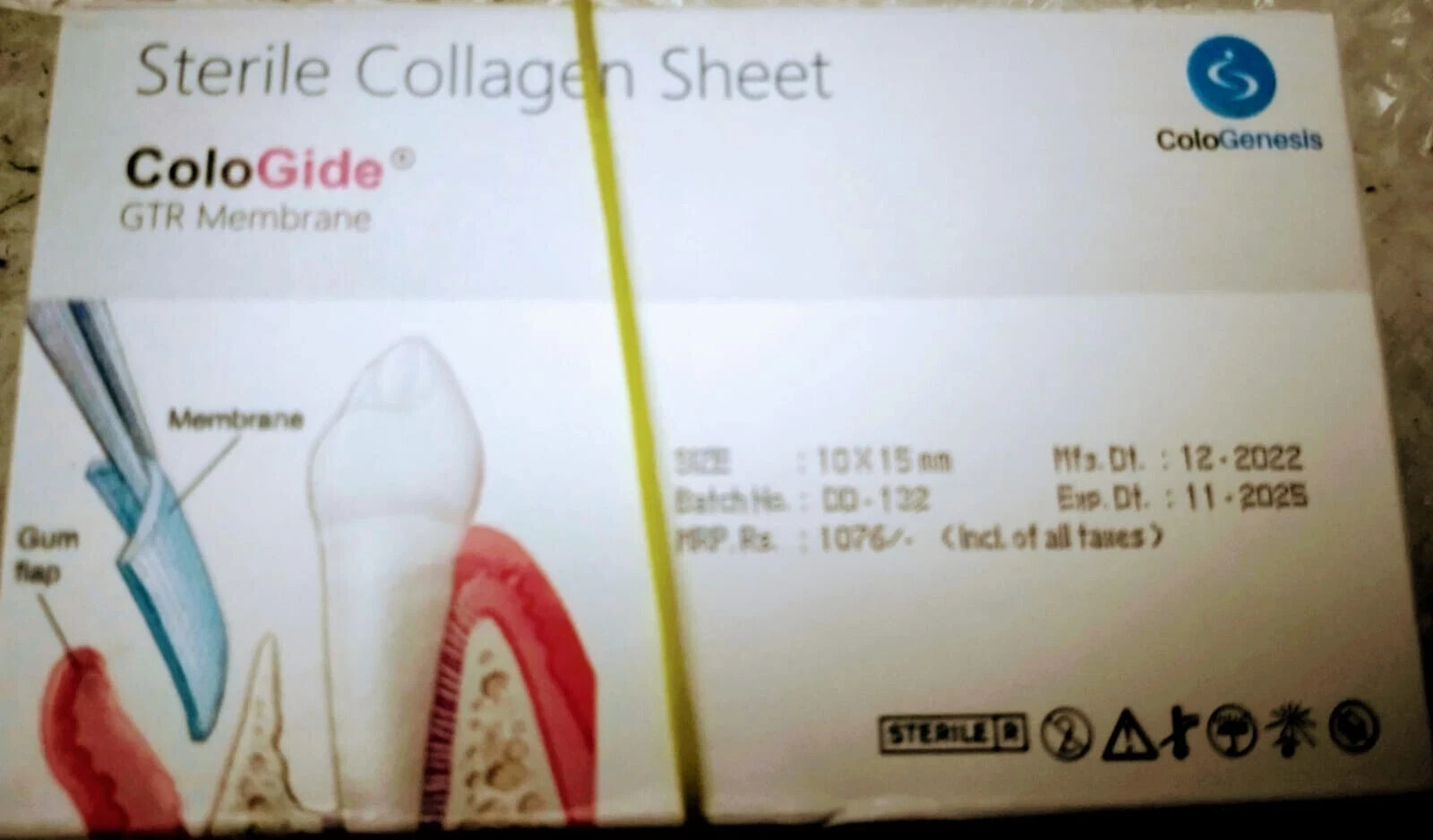 5pcs Dental Cologide Sterile Collagen Sheet GTR Membrane Size 10 X 15 e 03.2027