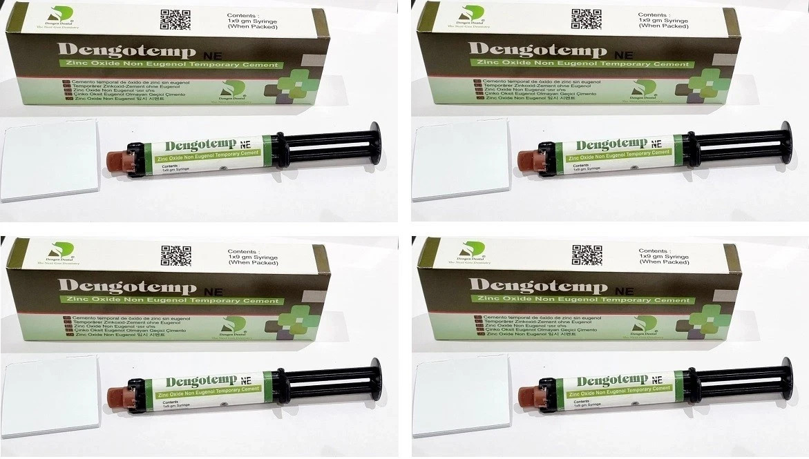 4 x Dental DENGOTEMP Luting Cement 9gm Syr NE Zinc Oxide Non Eugenol Temporary F