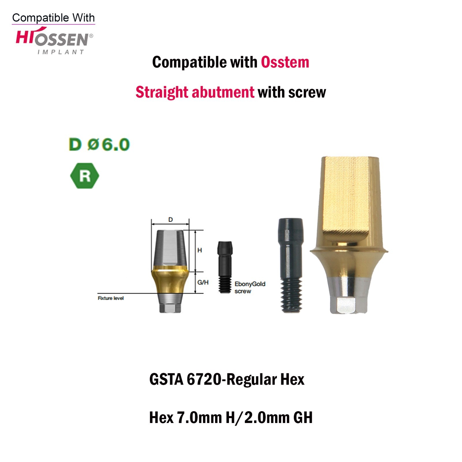 Titanium Straight Abutment Ti Cemented Abutment Compatible Osstem Hiossen TS M/R