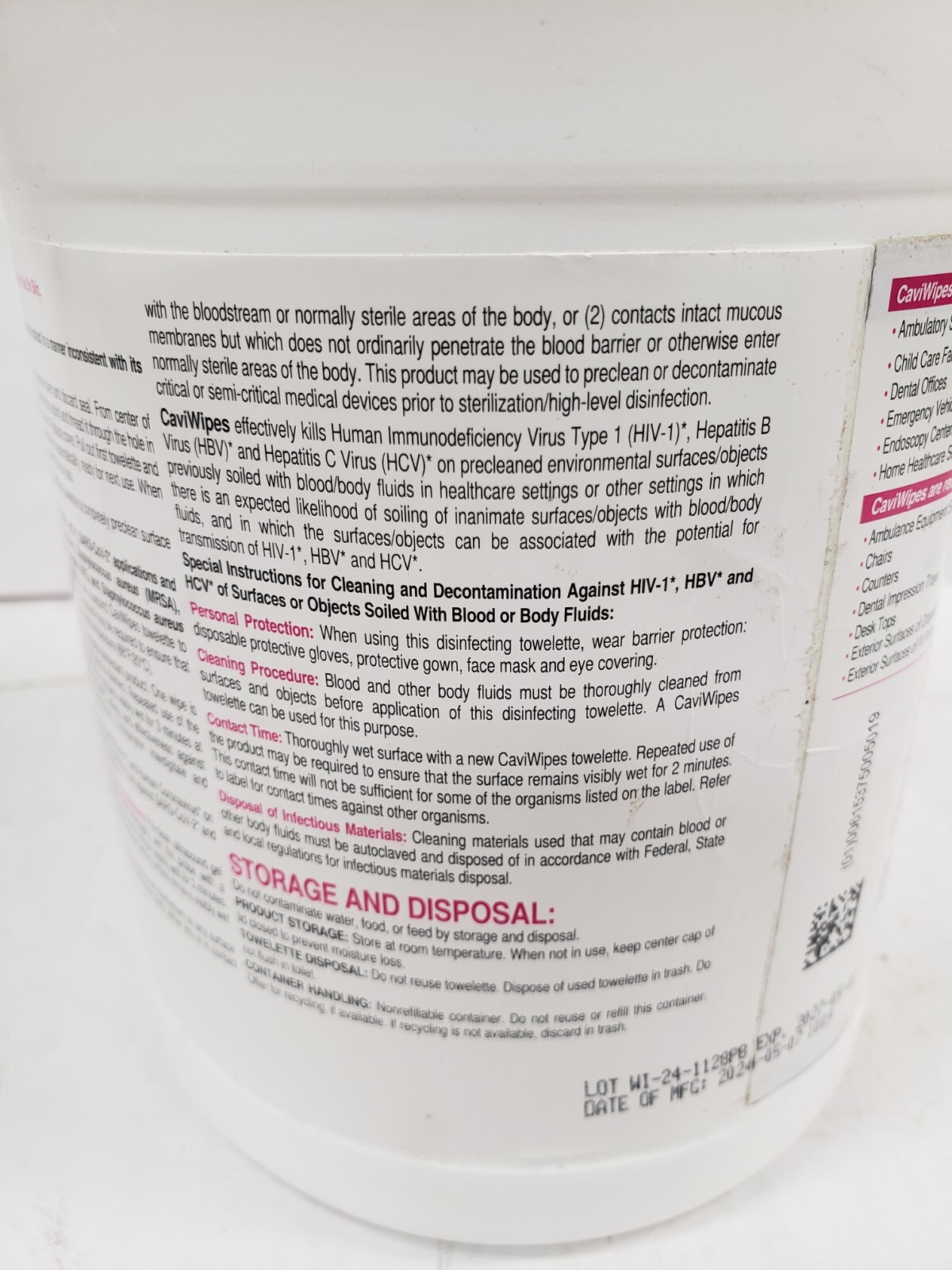 Metrex CaviWipes 13-1100 Germicidal Hospital Towelettes Lg 6″ x 6.75″ 220 Can