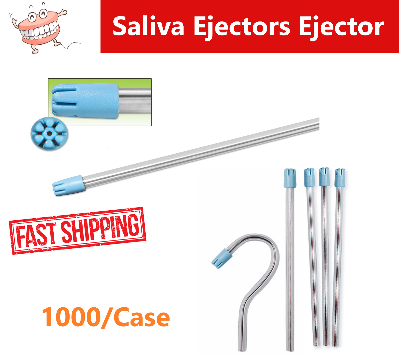 1000/Box Saliva Ejectors Ejector Clear/BLUE Dental Suction Tips Disposable Tips